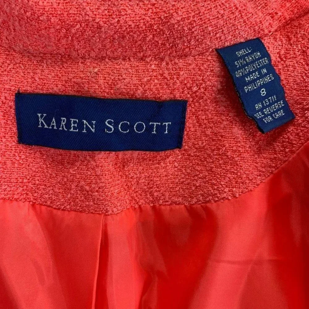 Karen Scott Salmon Boucle Blazer 3 Buttons Size‎ 8